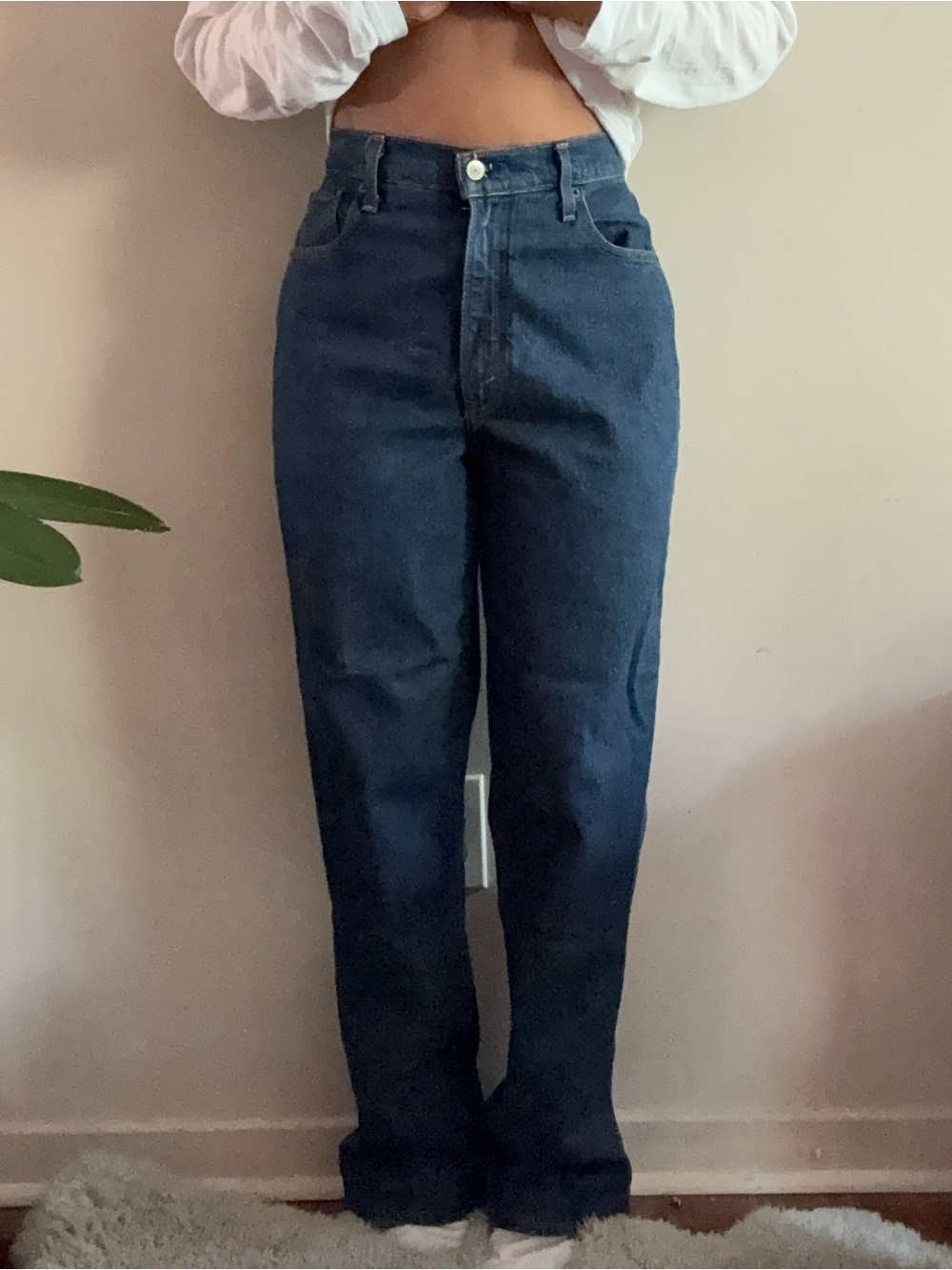 Abercrombie & Fitch High-Rise Jeans in Dark Blue Denim